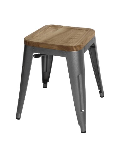 Tabourets bistro bas Bolero - lot de 4 acier gris