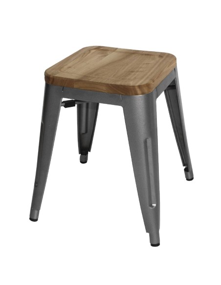 Tabourets bistro bas Bolero - lot de 4 acier gris