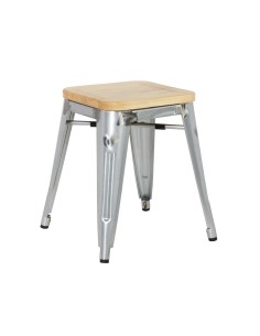 Tabourets bistro bas Bolero - lot de 4, acier et frêne