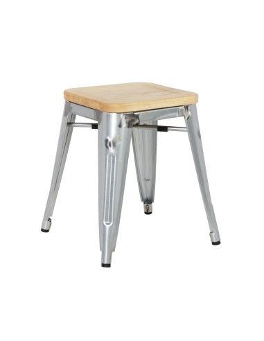 Tabourets bistro bas Bolero - lot de 4, acier et frêne