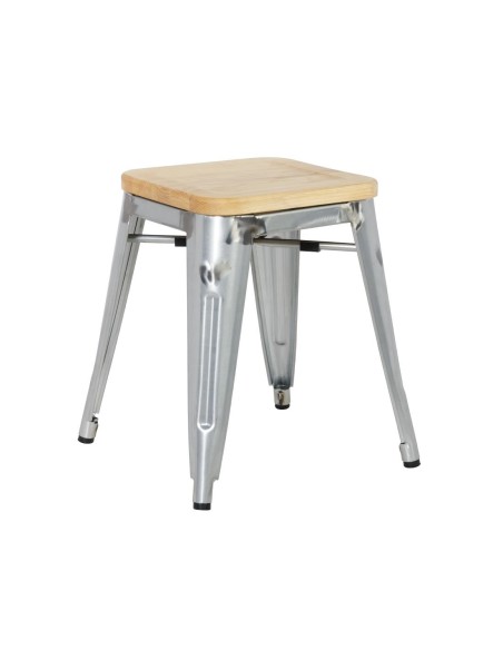 Tabourets bistro bas Bolero - lot de 4, acier et frêne