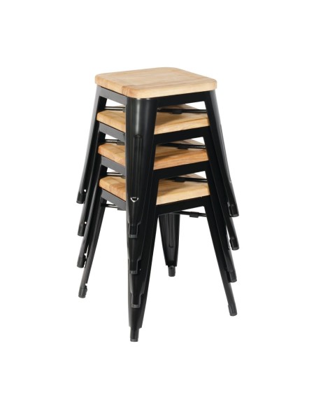 Tabourets bistro bas Bolero noir - lot de 4