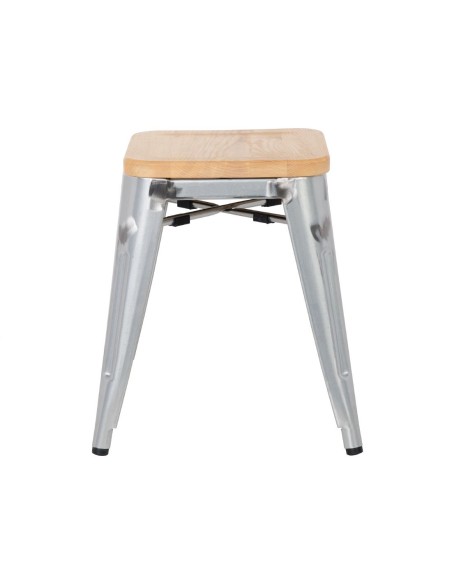Tabourets bistro bas Bolero - lot de 4, acier et frêne