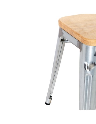 Tabourets bistro bas Bolero - lot de 4, acier et frêne