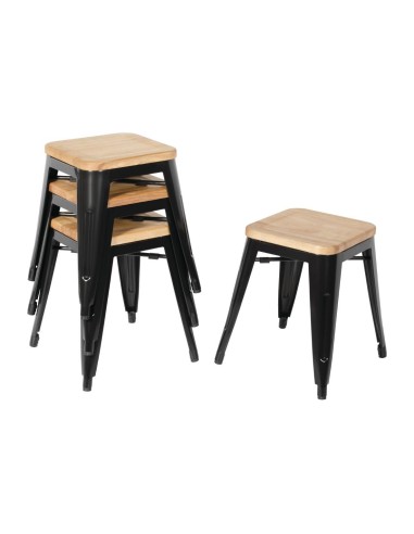 Tabourets bistro bas Bolero noir - lot de 4