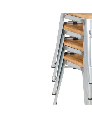 Tabourets bistro bas Bolero - lot de 4, acier et frêne