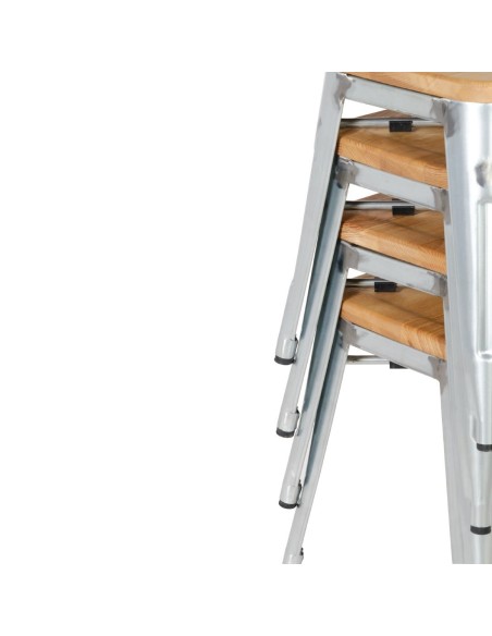 Tabourets bistro bas Bolero - lot de 4, acier et frêne