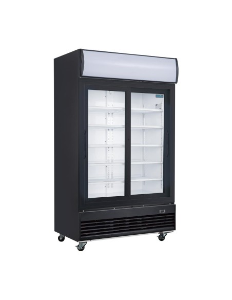 Vitrine réfrigérée positive 2 portes coulissantes Polar 950L noire