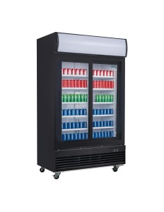 Vitrine réfrigérée positive 2 portes coulissantes Polar 950L noire 2