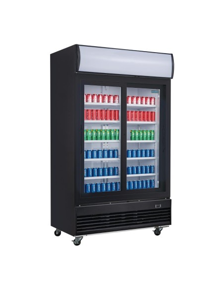 Vitrine réfrigérée positive 2 portes coulissantes Polar 950L noire