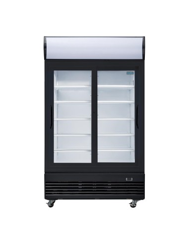 Vitrine réfrigérée positive 2 portes coulissantes Polar 950L noire