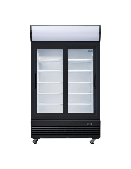 Vitrine réfrigérée positive 2 portes coulissantes Polar 950L noire