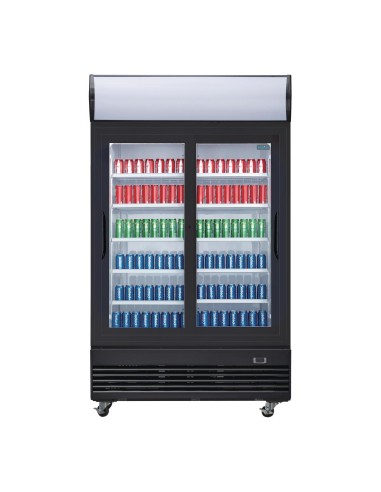 Vitrine réfrigérée positive 2 portes coulissantes Polar 950L noire