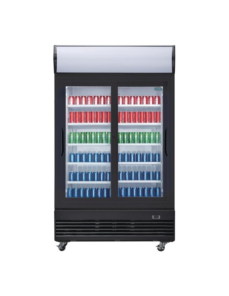 Vitrine réfrigérée positive 2 portes coulissantes Polar 950L noire