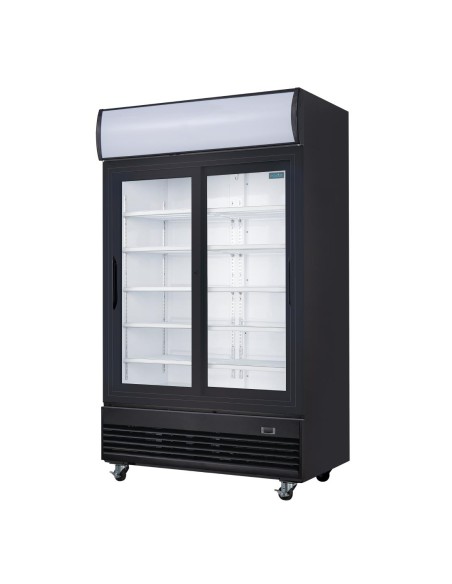 Vitrine réfrigérée positive 2 portes coulissantes Polar 950L noire