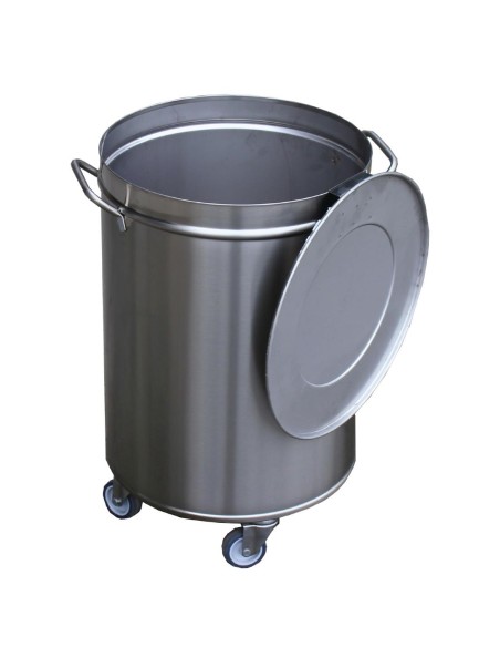 Poubelle inox 50L avec roues - Gastro M