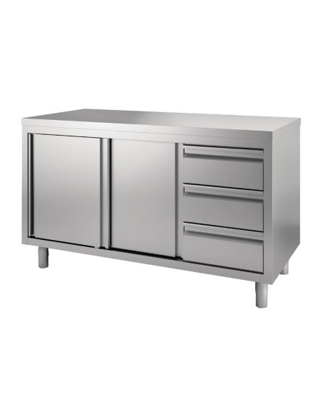 Table armoire inox Gastro M 1400x700 - réglable 850-900mm