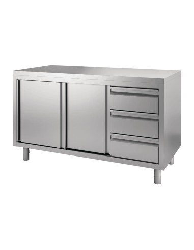 Table armoire inox 3 tiroirs - Gastro M