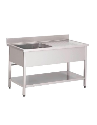 Plonge inox Gastro M avec étagère basse - 1600x700x850 mm