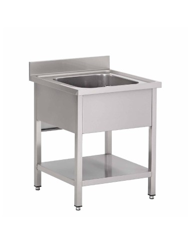 Plonge inox Gastro M 1 bac 70x70x85 cm - Hauteur réglable