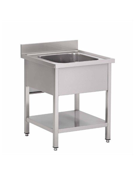 Plonge inox Gastro M 1 bac 70x70x85 cm - Hauteur réglable