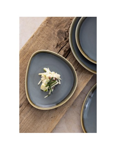 Assiettes triangulaires Olympia Kiln océan 165mm - lot de 6