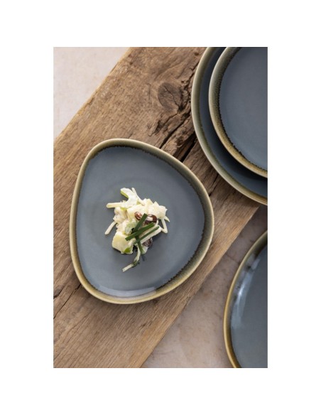 Assiettes triangulaires Olympia Kiln océan 165mm - lot de 6