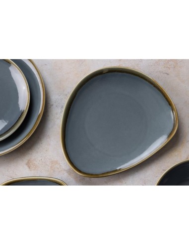 Assiettes triangulaires Olympia Kiln océan 230mm - lot de 6