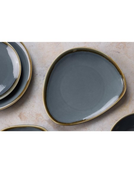 Assiettes triangulaires Olympia Kiln océan 230mm - lot de 6