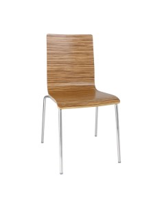 Chaise Zebrano Bolero - lot de 4, acier chromé et hêtre