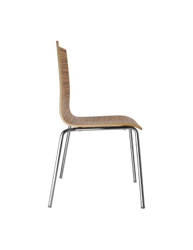 Chaise Zebrano Bolero - lot de 4, acier chromé et hêtre