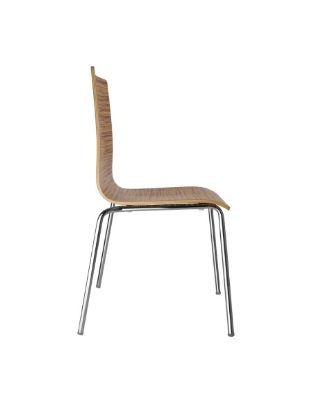 Chaise Zebrano Bolero - lot de 4, acier chromé et hêtre