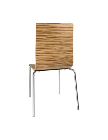 Chaise Zebrano Bolero - lot de 4, acier chromé et hêtre
