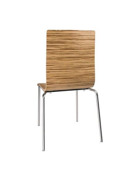 Chaise Zebrano Bolero - lot de 4, acier chromé et hêtre