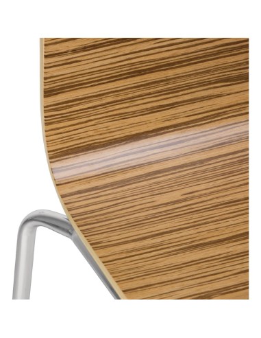 Chaise Zebrano Bolero - lot de 4, acier chromé et hêtre
