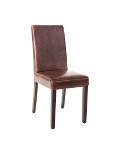 Chaise haut dossier Bolero en simili cuir marron - lot de 2