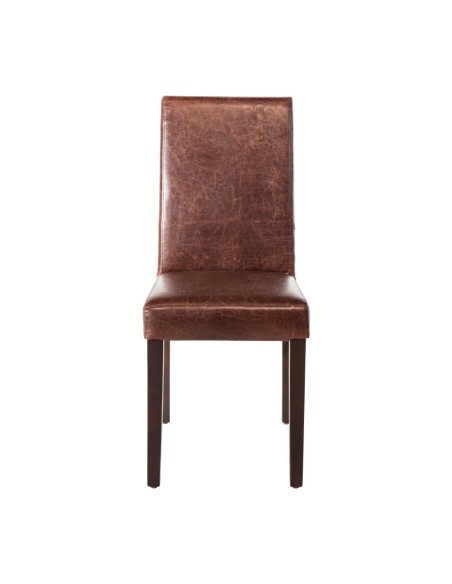 Chaise haut dossier Bolero en simili cuir marron - lot de 2