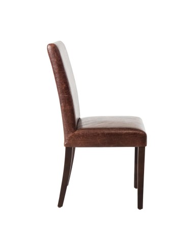 Chaise haut dossier Bolero en simili cuir marron - lot de 2