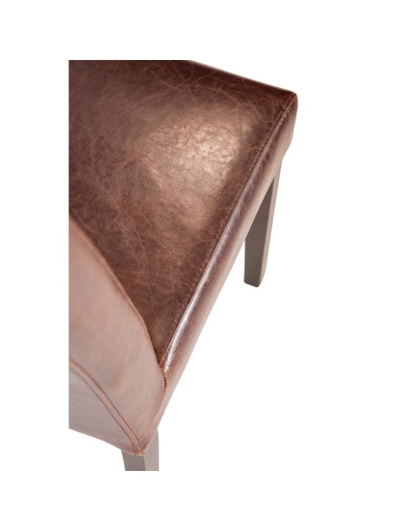 Chaise haut dossier Bolero en simili cuir marron - lot de 2