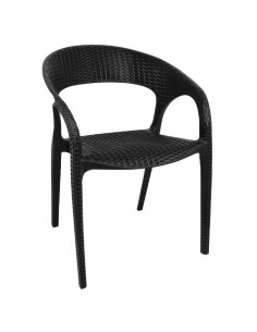 Fauteuils rotin PP Bolero noirs - lot de 4