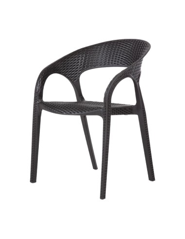 Fauteuils rotin PP Bolero noirs - lot de 4