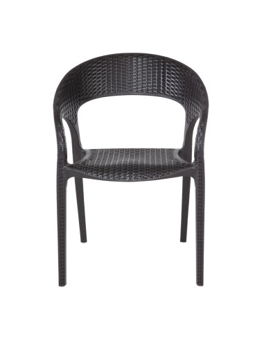 Fauteuils rotin PP Bolero noirs - lot de 4