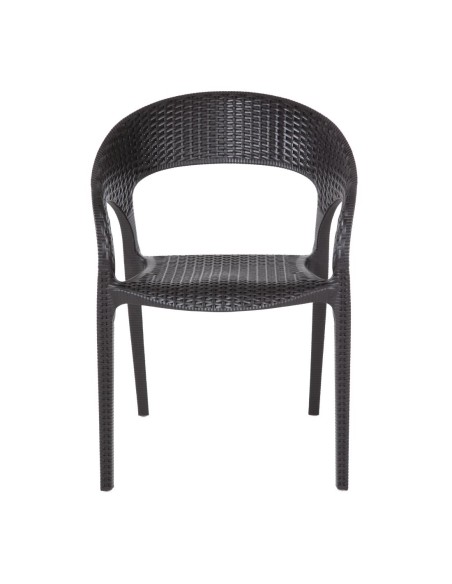 Fauteuils rotin PP Bolero noirs - lot de 4