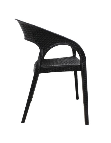 Fauteuils rotin PP Bolero noirs - lot de 4