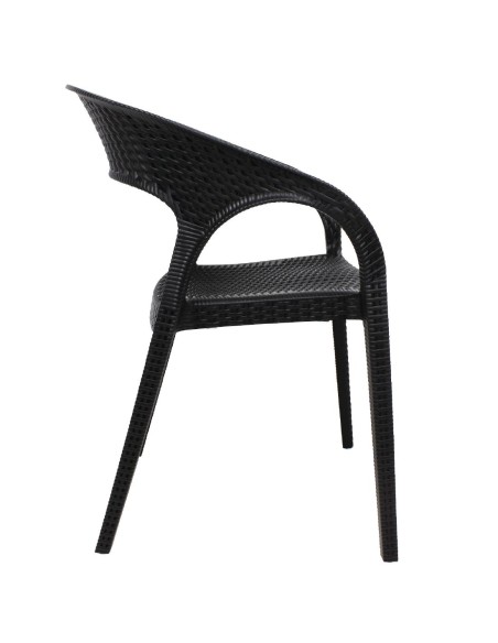 Fauteuils rotin PP Bolero noirs - lot de 4