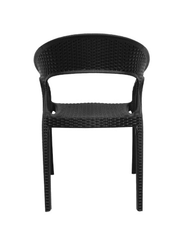 Fauteuils rotin PP Bolero noirs - lot de 4