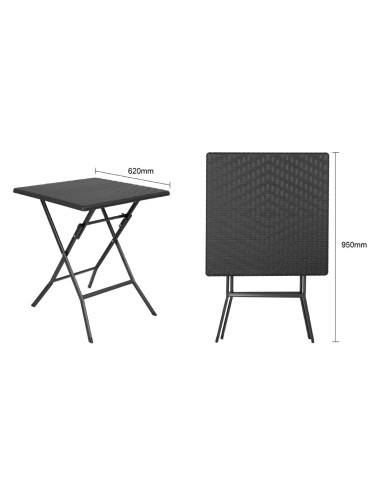 Table pliante carrée Bolero noire 620 mm - Gain de place