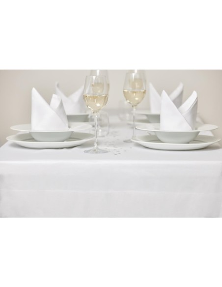 Nappe blanche bande de satin Mitre Luxury 2290 mm - Coton haut de gamme