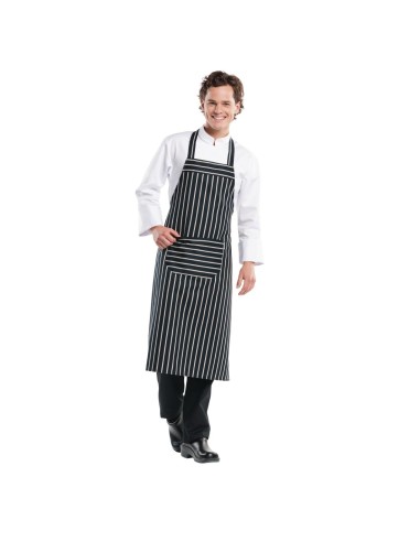 Tablier bavette Chaud Devant rayé noir/blanc 750x1000 mm