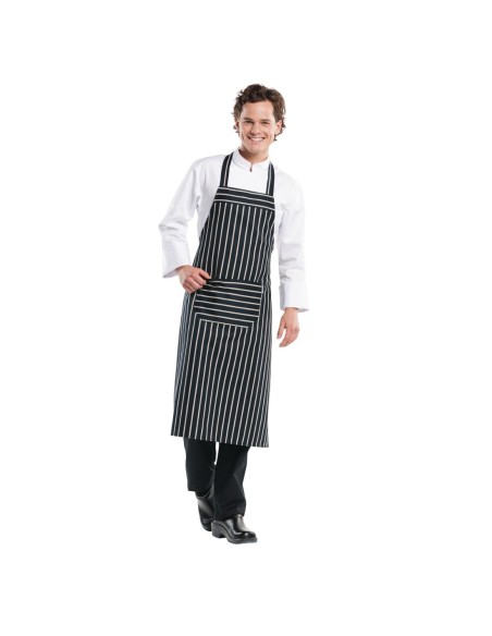 Tablier bavette Chaud Devant rayé noir/blanc 750x1000 mm